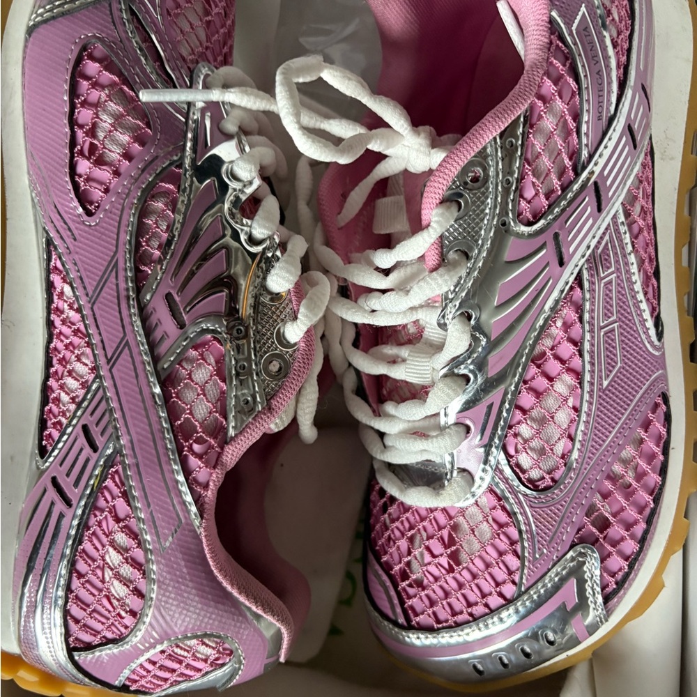 Bottega Veneta Pink and Silver Athletic Shoes